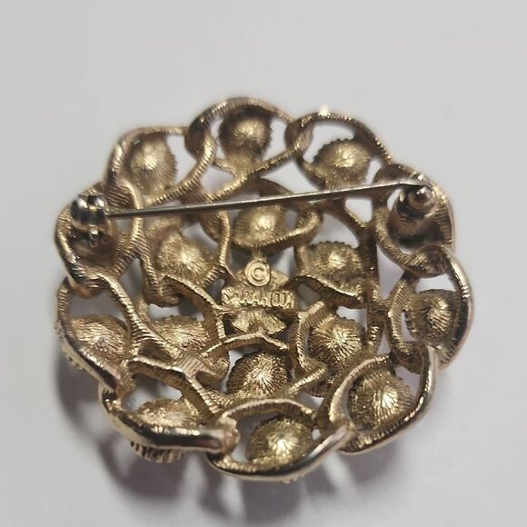 Signed SARAH COVENTRY "Moon Lites" Iridescent Multicolored Rhinestone Brooch - Picture 3 of 4